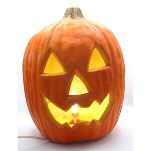 Gemmy Industries Pumpkin Jack O Lantern Foam Mold 14" Light Up Halloween Corded
